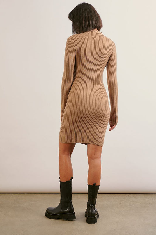 Ribbed Knitted Wrap Detail Dress