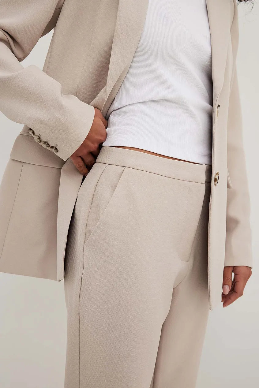 Mid Waist Tailored Side Slit Pants