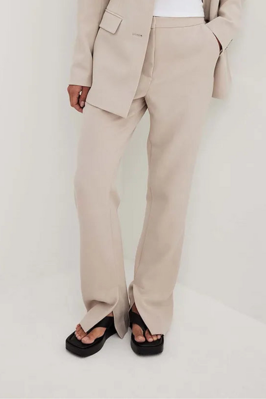 Mid Waist Tailored Side Slit Pants