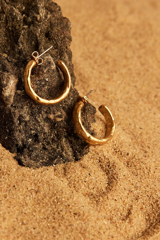 Midi Crafted Gold Plated Hoops