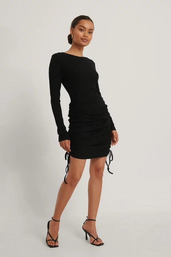 Mini Drawstring Dress Black