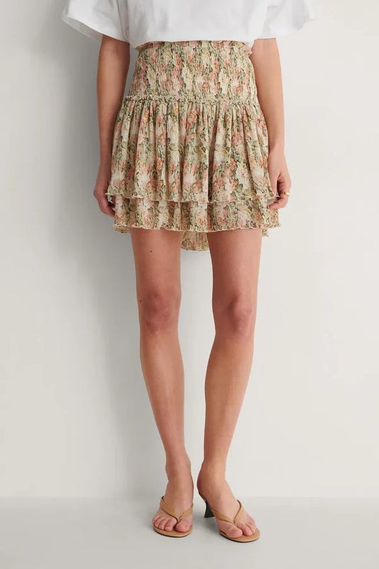 Mini Structured Smocked Skirt