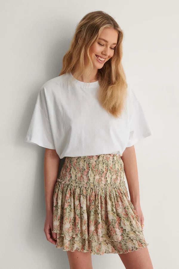 Mini Structured Smocked Skirt