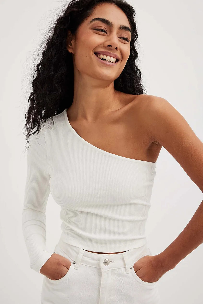 One Shoulder Rib Top