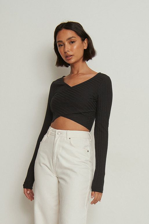 Overlap Front Detail Rib Top