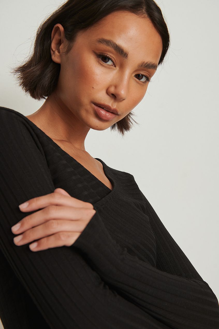 Overlap Front Detail Rib Top