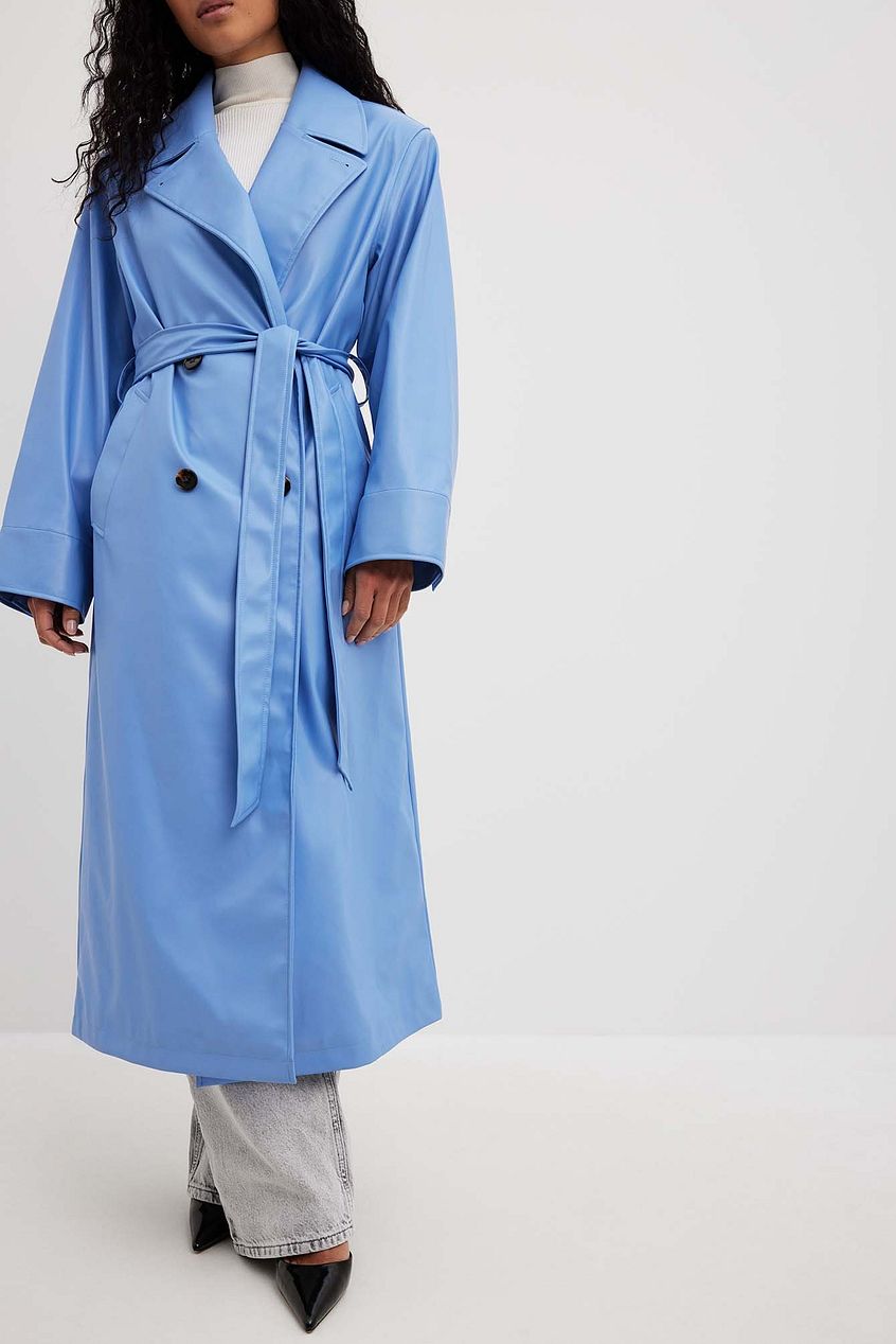 Padded Shoulder Pu Trench