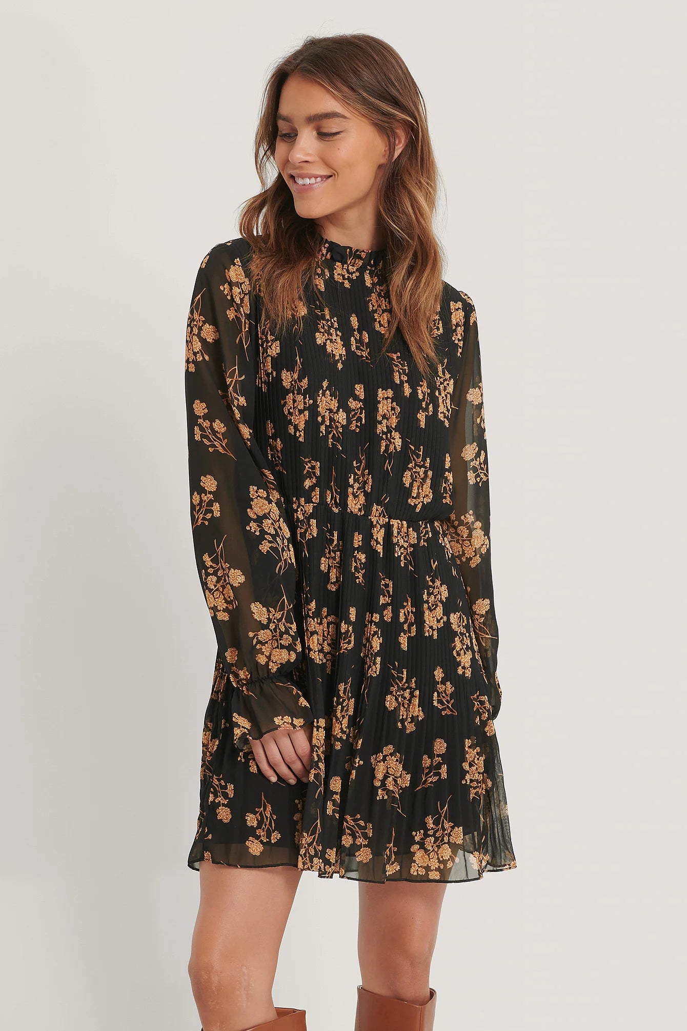 Pleated Elastic Waist Dress