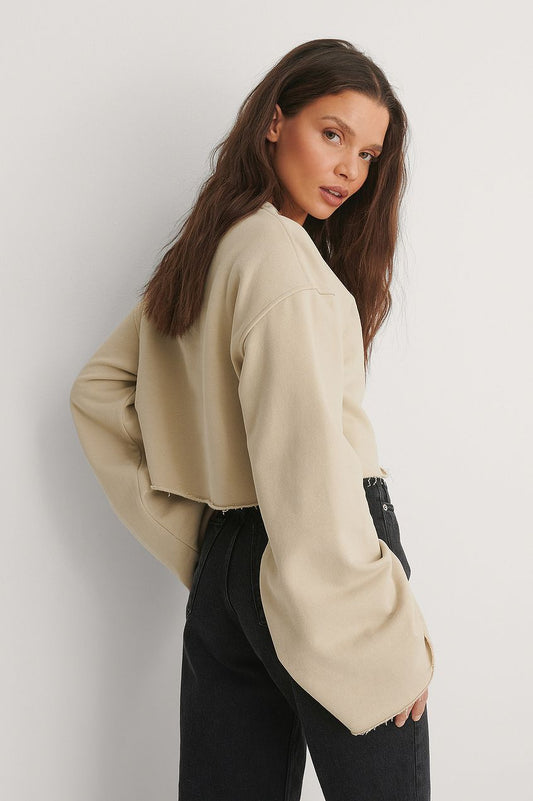 Raw Edge Wide Sleeve Sweatshirt