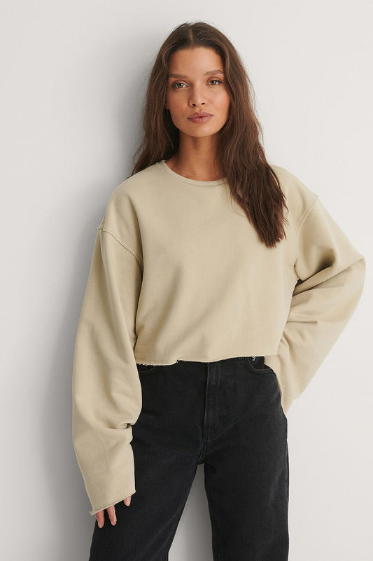 Raw Edge Wide Sleeve Sweatshirt
