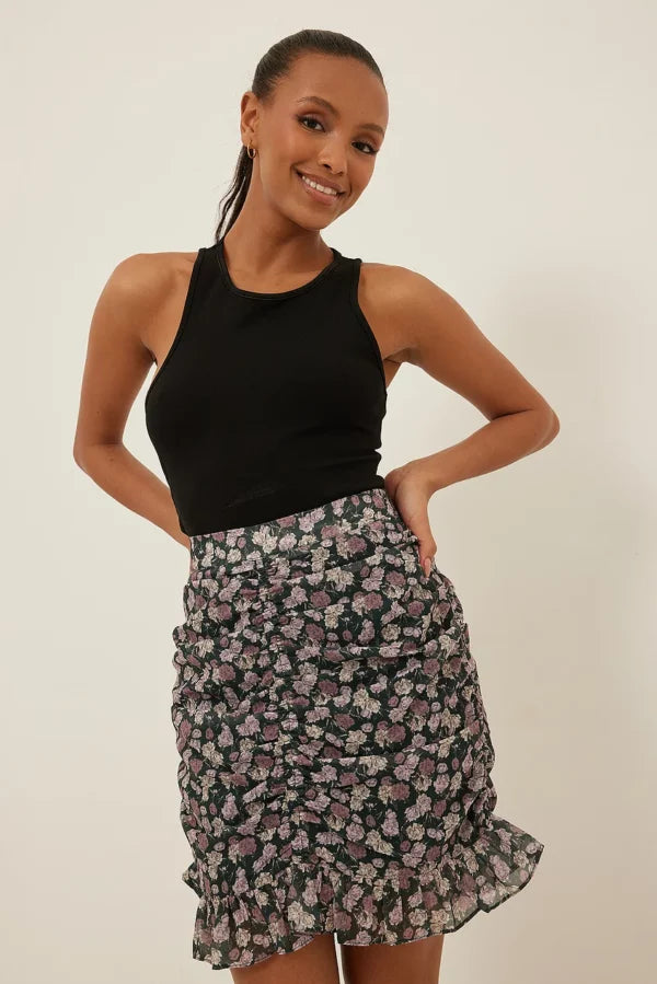 Draped Sheer Mini Skirt
