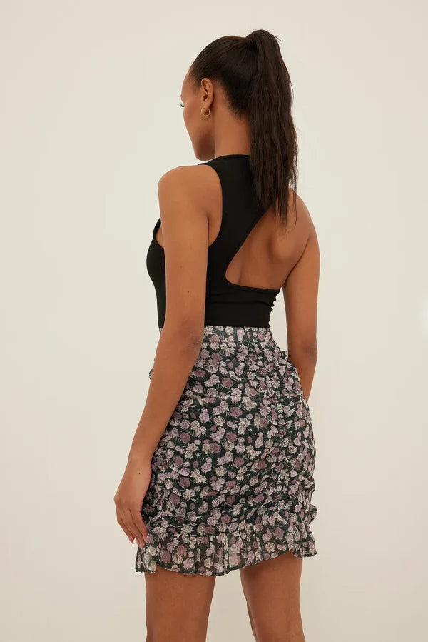 Draped Sheer Mini Skirt