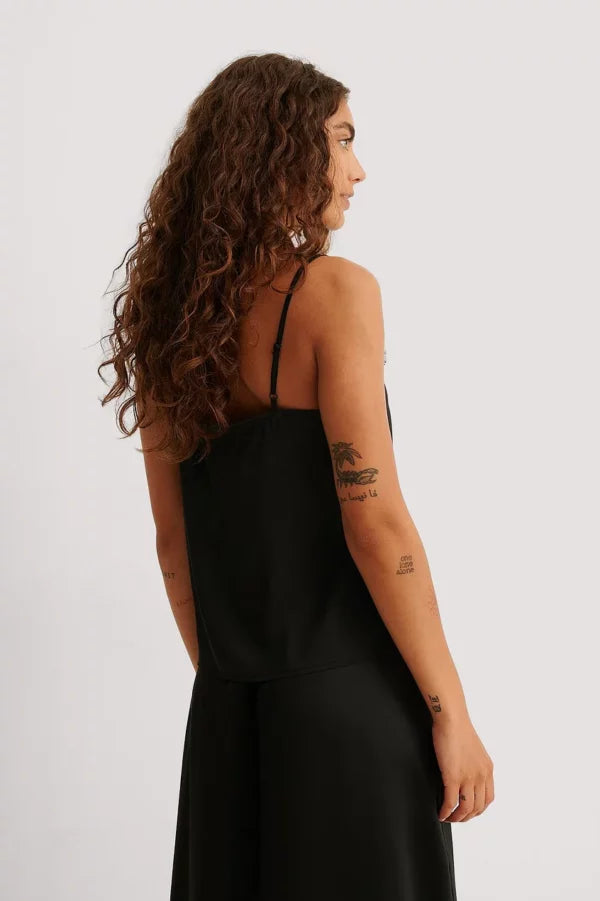 Recycled Lace Detail Satin Singlet