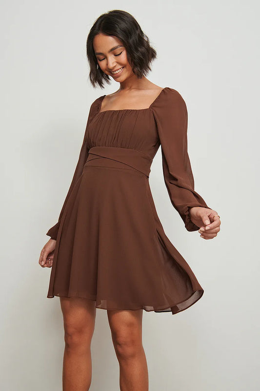 Recycled Long Sleeve Ruched Detail Dress