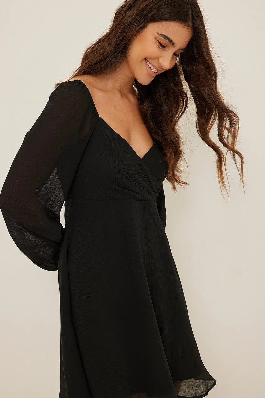 Overlapped Detail Dress Black