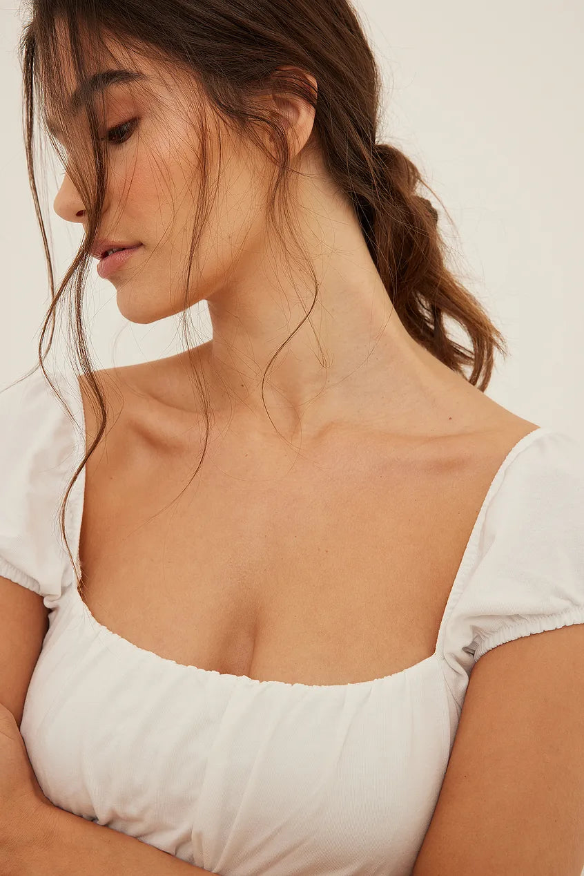 Recycled Ruched Detail Top White