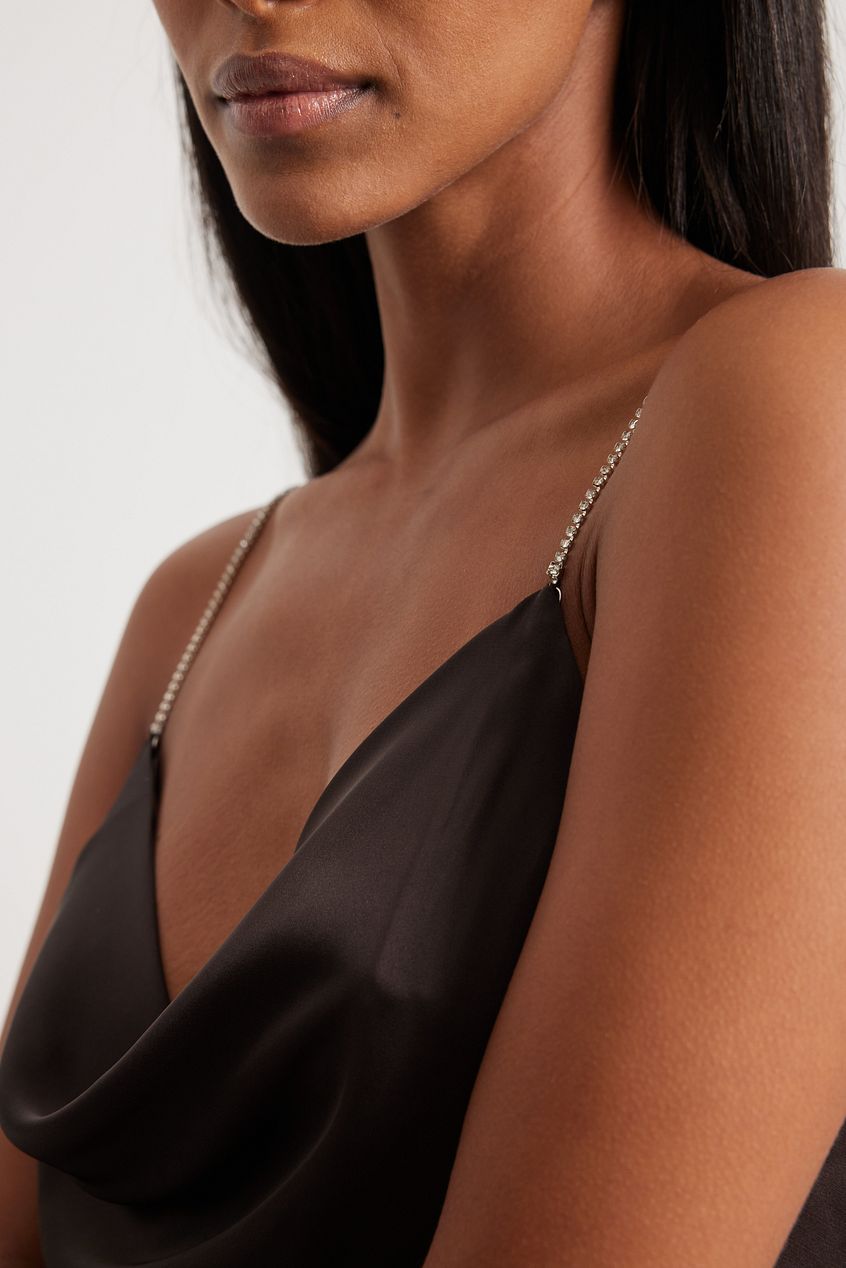 Rhinestone Detail Waterfall Front Singlet