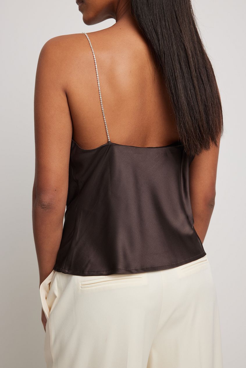 Rhinestone Detail Waterfall Front Singlet