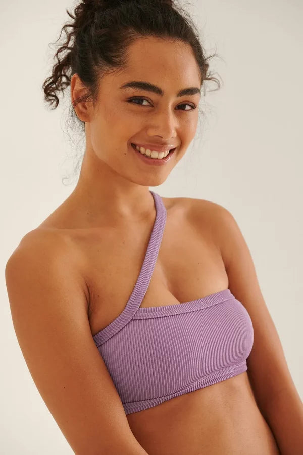 Ribbed Side Strap Banded Bikini Top