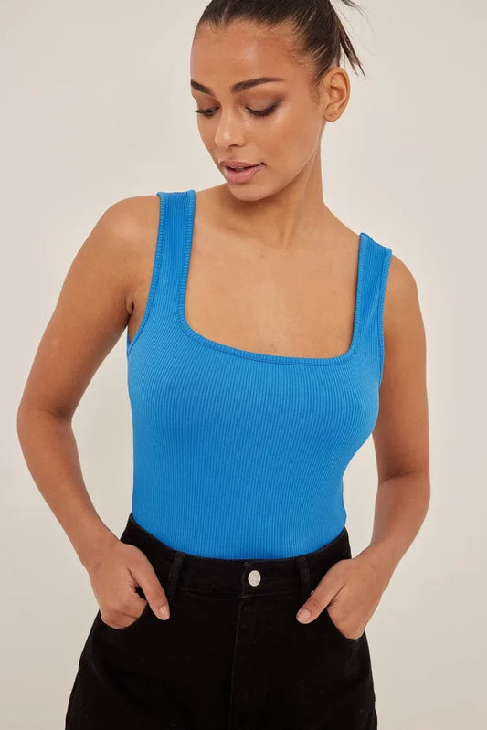 Ribbed Tight Singlet Blue