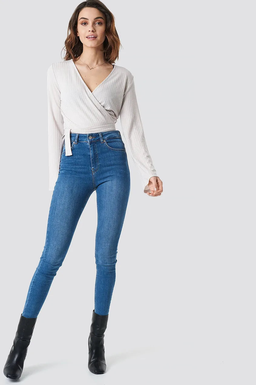 Ribbed Wrap Tie Top