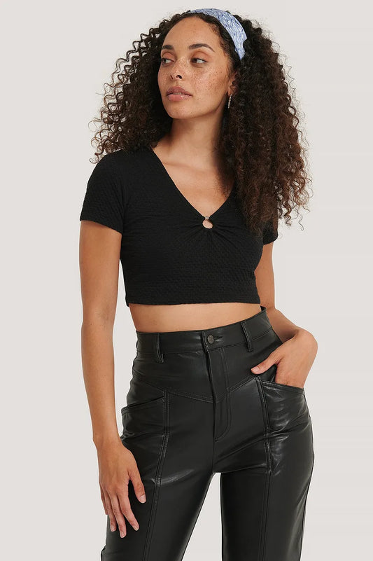Ring Detail Crop Top Black