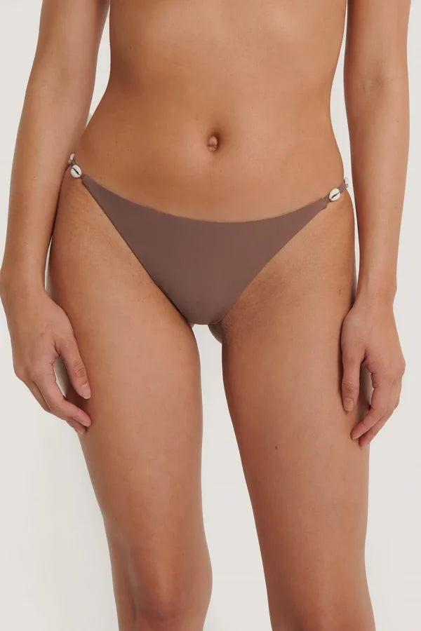 Sea Shell Detail Thin Strap Bikini Panty Brown