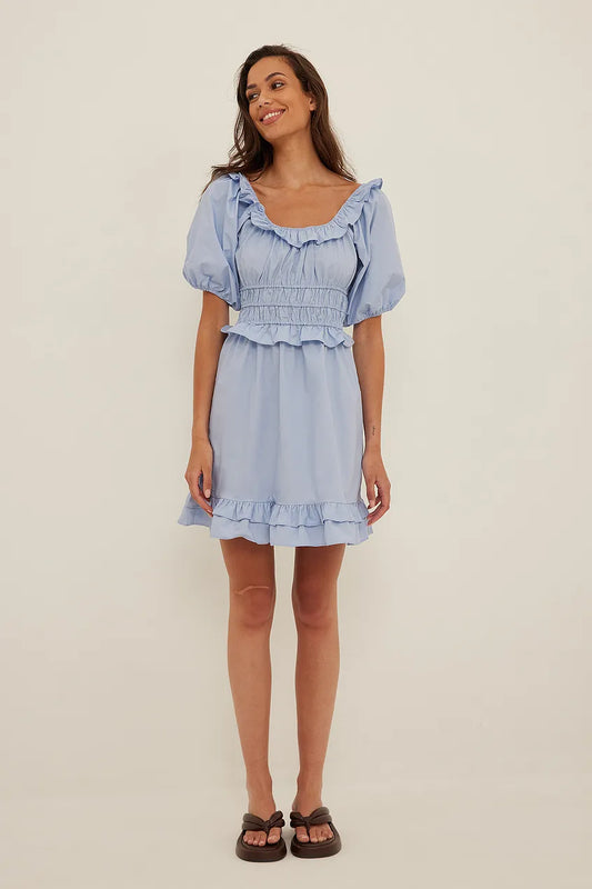 Organic Shirred Cotton Mini Dress