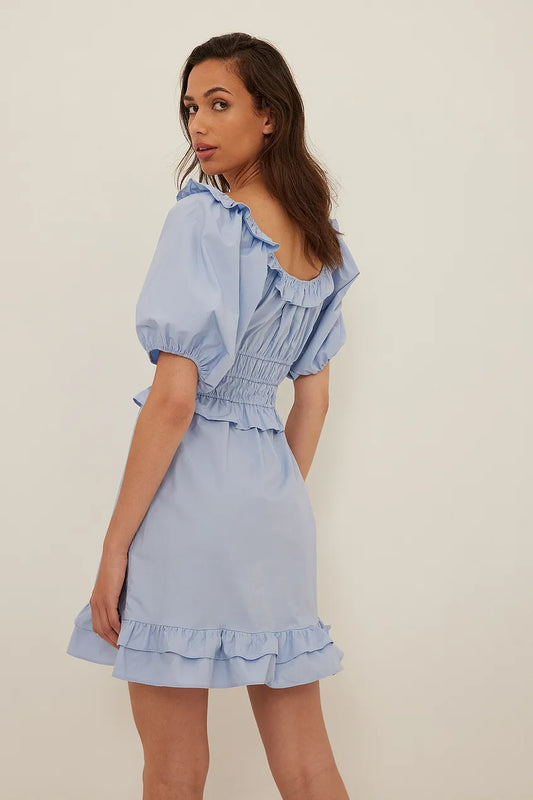 Organic Shirred Cotton Mini Dress