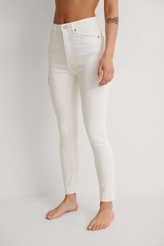 Skinny High Waist Raw Hem Jeans