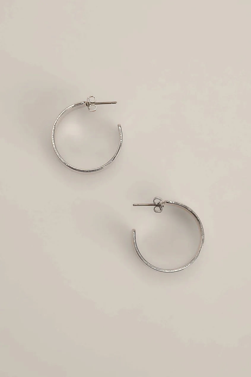 Squared Shape Chunky Hoops Silver