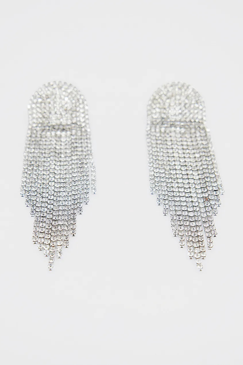 Big Rhinestone Earrings Silver