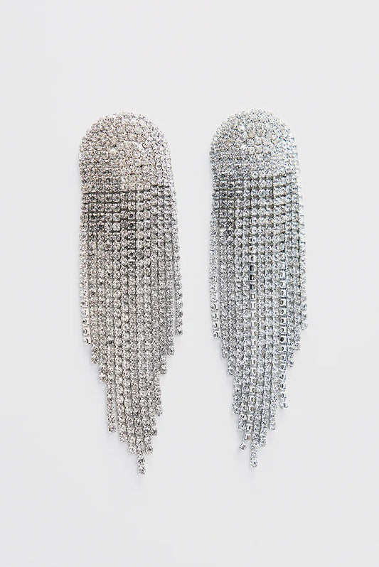 Big Rhinestone Earrings Silver