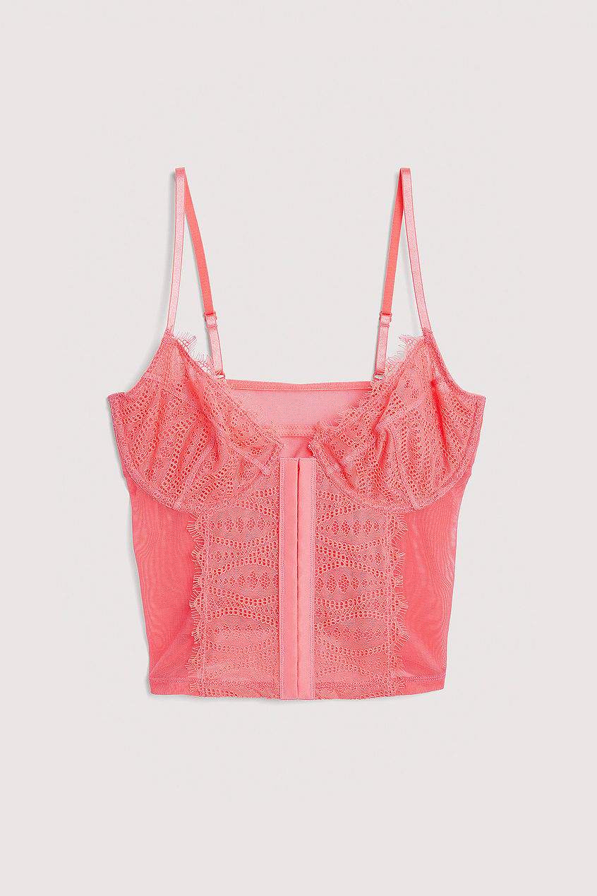 Striped Eyelash Lace Corset