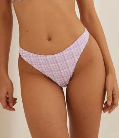 Structured Check High Cut Bikini Panty