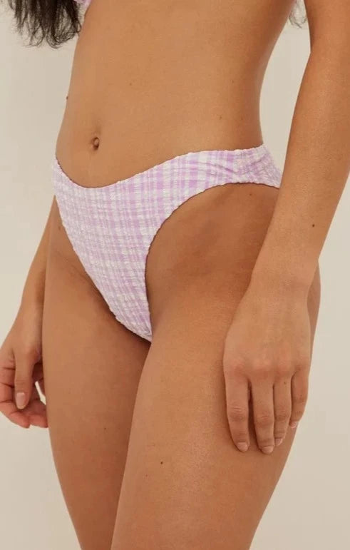 Structured Check High Cut Bikini Panty