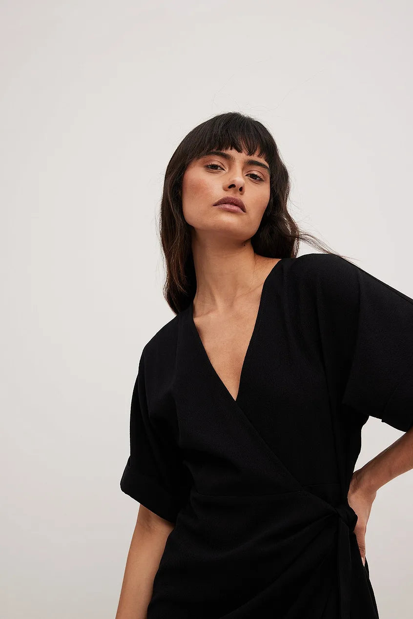 Structured Overlap Midi Dress