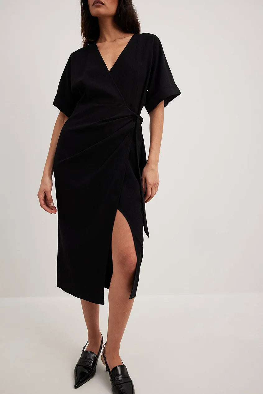 Structured Overlap Midi Dress