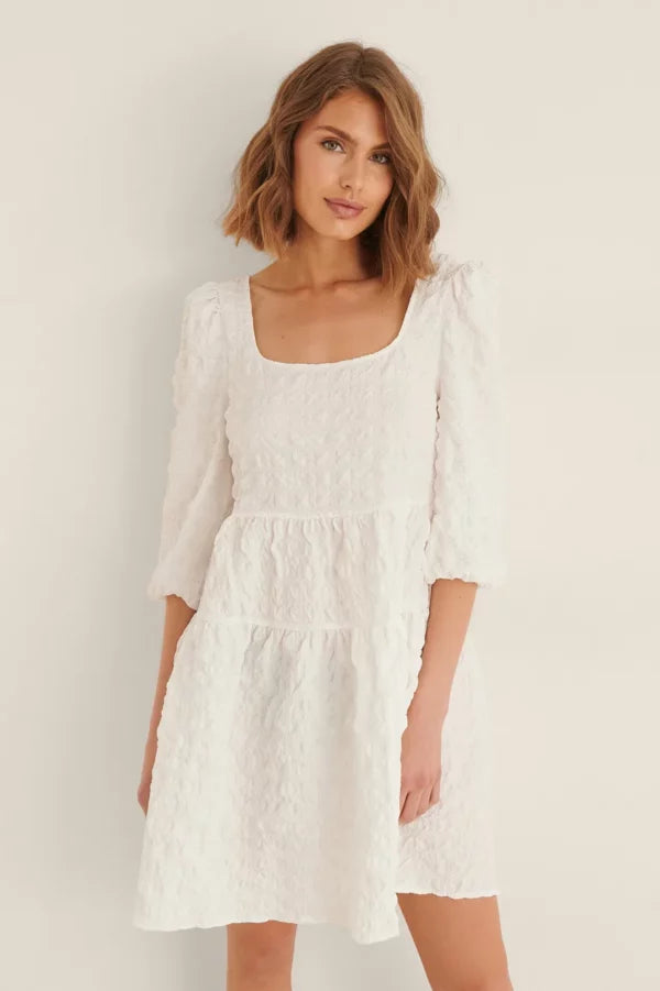Structured Tie Back Mini Dress White