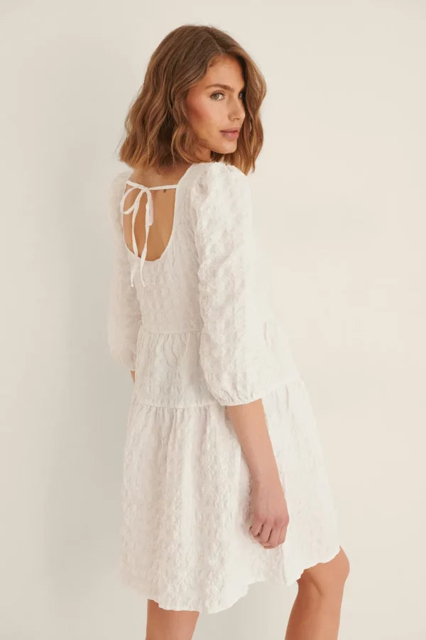 Structured Tie Back Mini Dress White