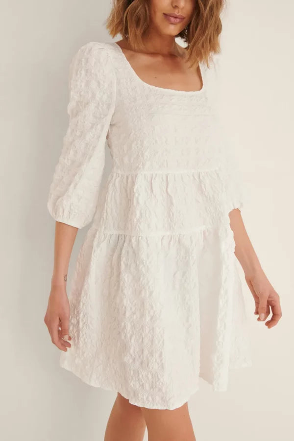 Structured Tie Back Mini Dress White