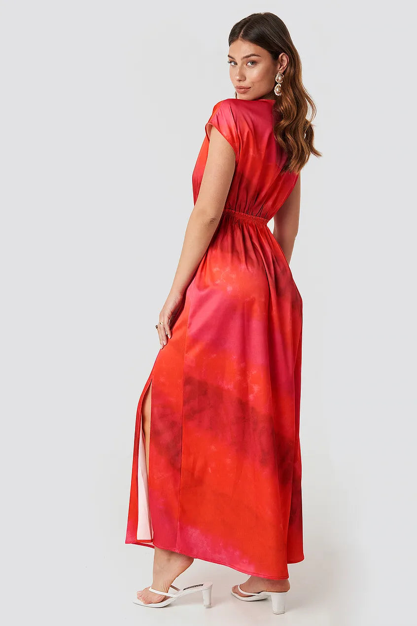 Tie Dye Wrap Maxi Dress