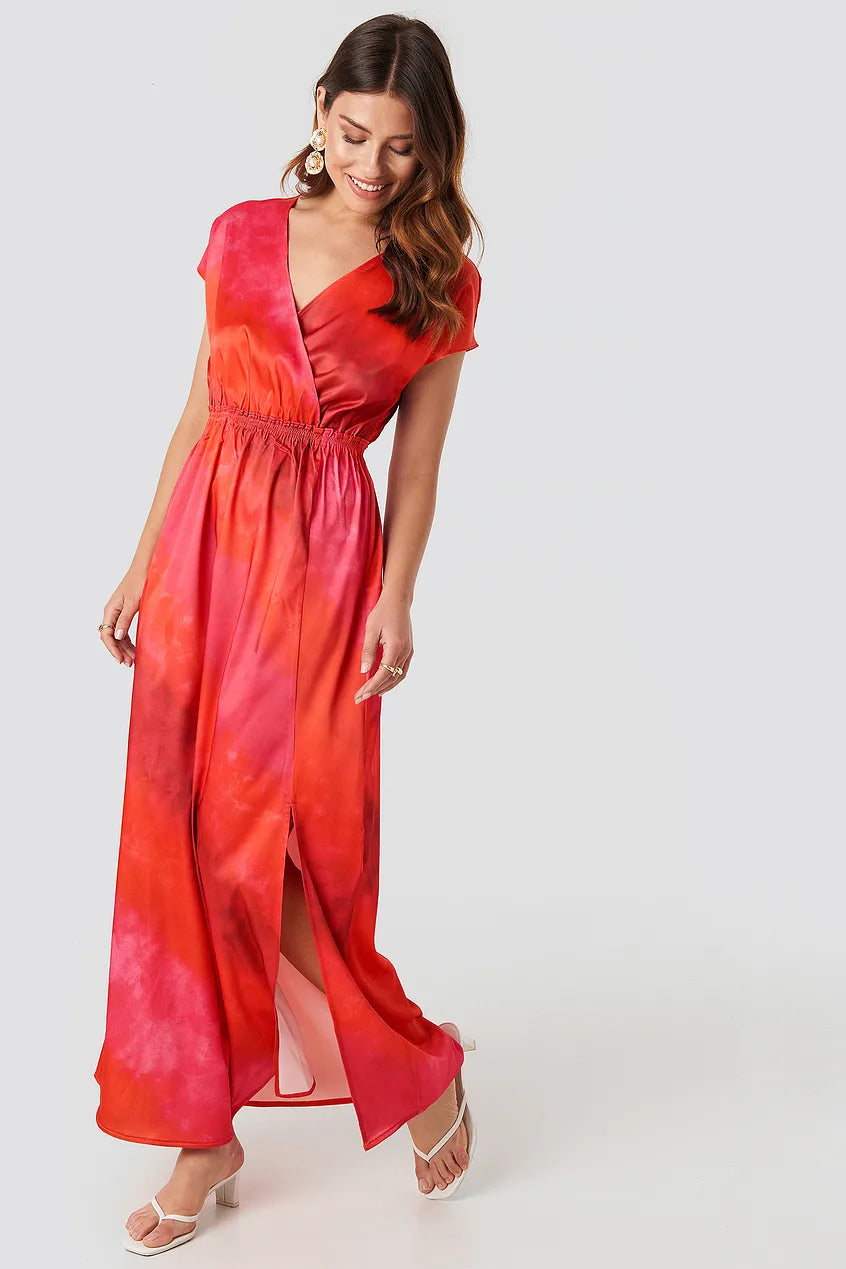 Tie Dye Wrap Maxi Dress