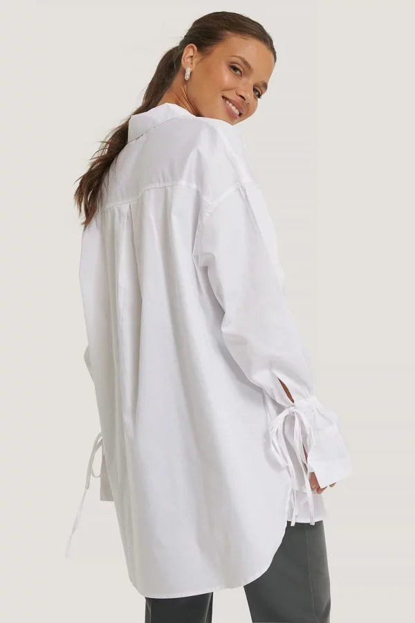 Tied Sleeve Shirt White