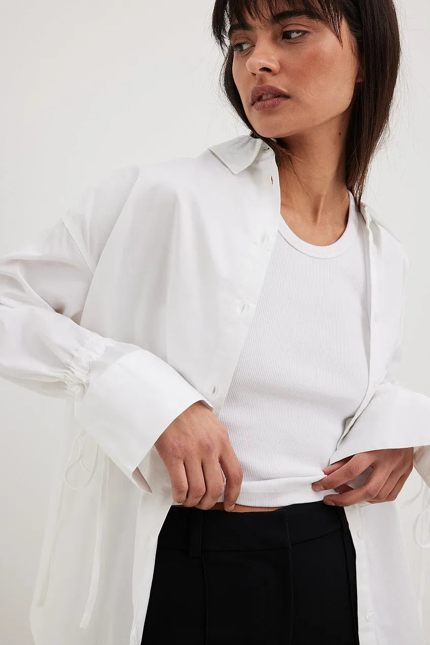 Tied Sleeve Shirt White