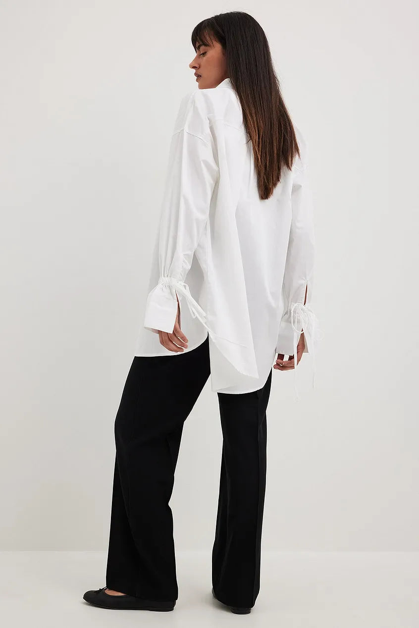 Tied Sleeve Shirt White