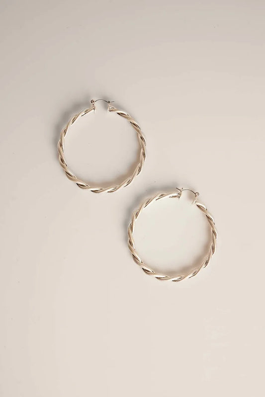 Twisted Big Hoops Silver