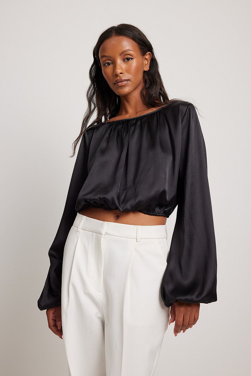 Waterfall Back Satin Blouse