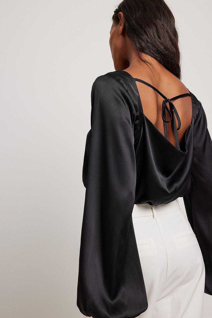 Waterfall Back Satin Blouse