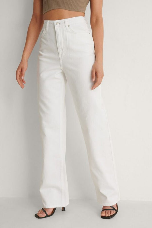 Wide Leg High Waisted Denim White